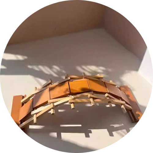 a wooden bridge model