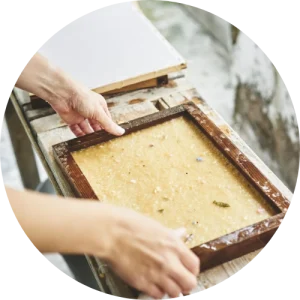 a demonstration of traditional paper making