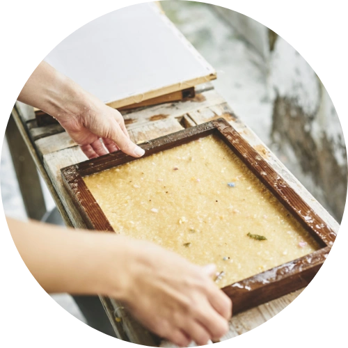 a demonstration of traditional paper making
